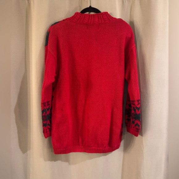 Vintage Red Christmas Sweater with Tree Design - Picture 2 of 5